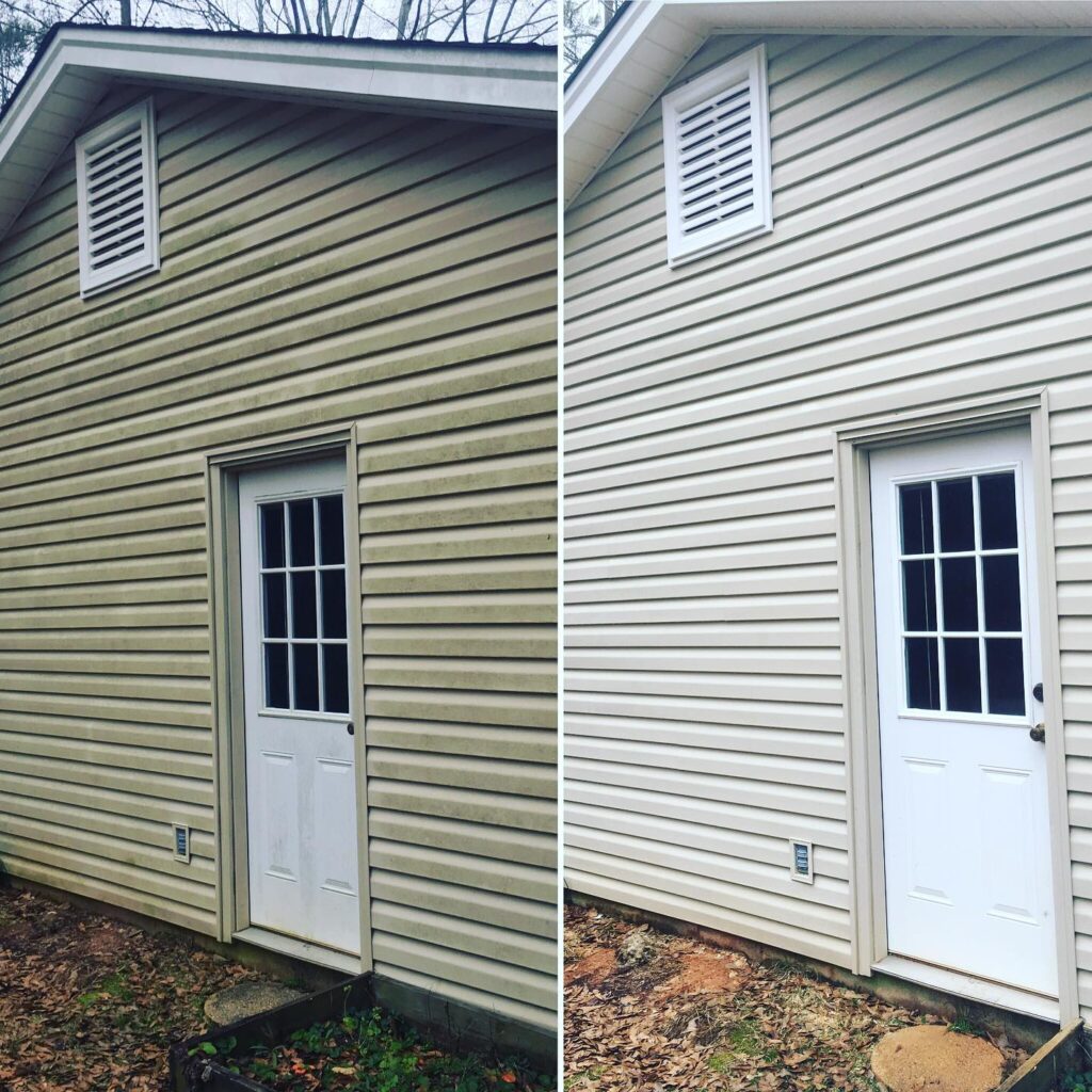 Siding before and after exterior cleaning